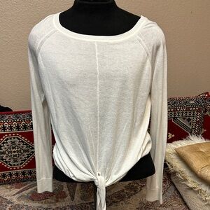 Splendid Cream Tie-Front Long Sleeve Top